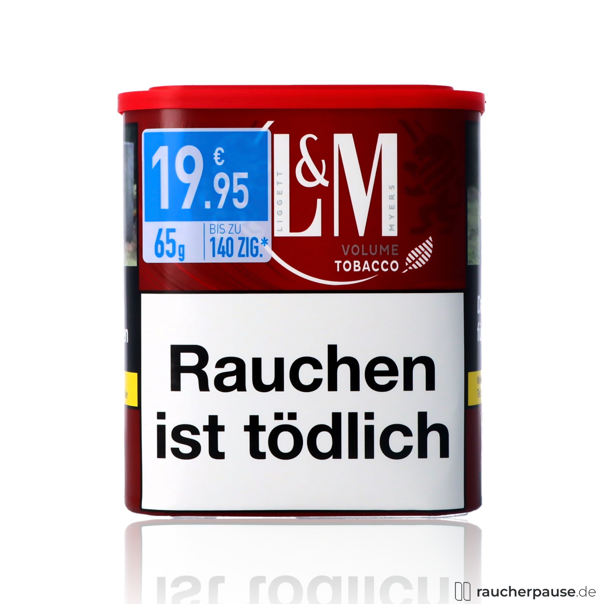 L&M Red XL Volumentabak | 65g Dose | Ohne Zusätze | Würziges Aroma