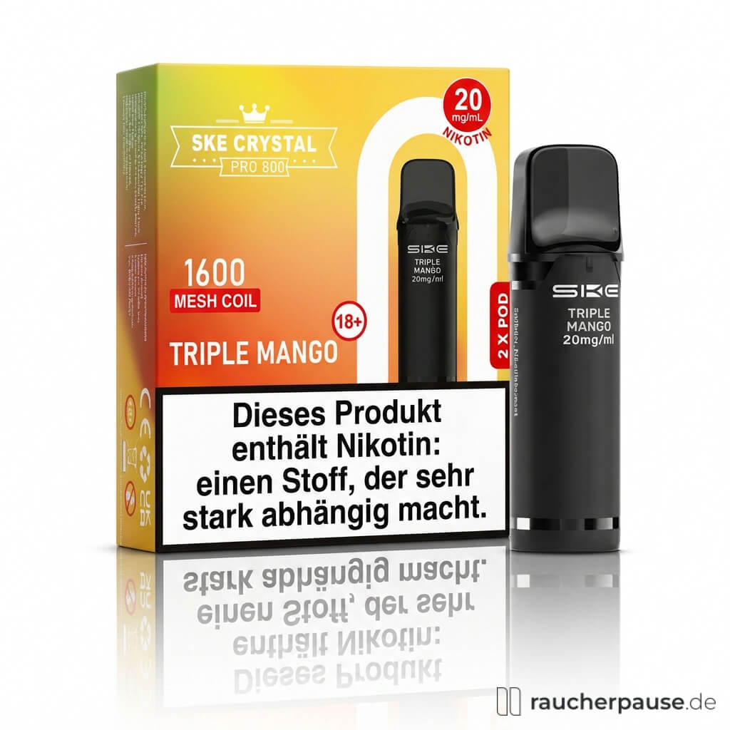 SKE Crystal 800 Pro Triple Mango Prefilled Pods | 2 Stück | 20 mg/ml Nikotin