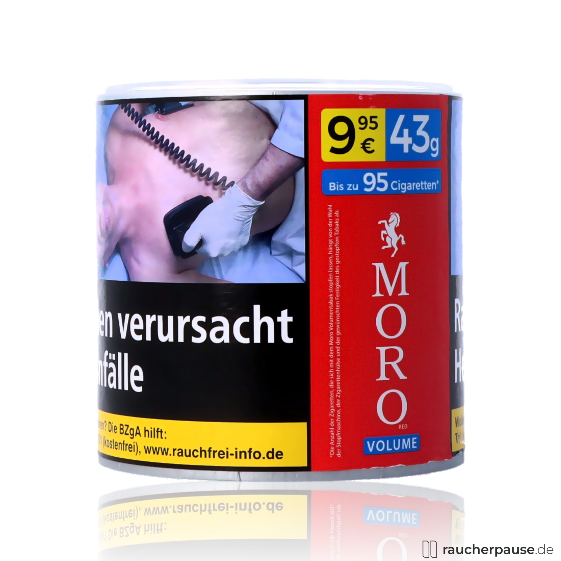 moro rot volumentabak 43g dose american blend mittlere staerke , packshot seitlich