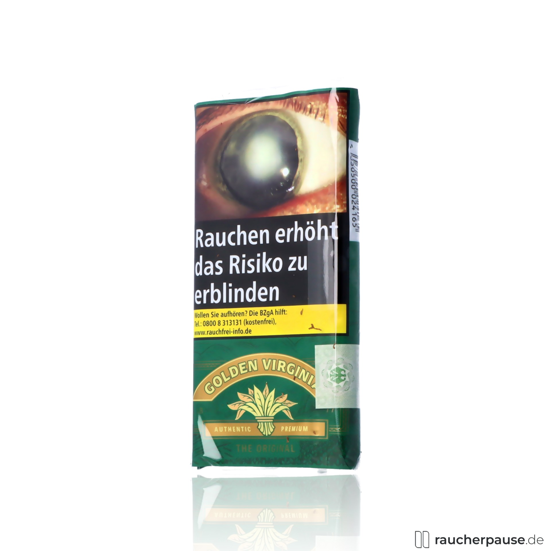 golden virginia tabak 50g pouch feinschnitt mild wuerziges aroma , packshot seitlich