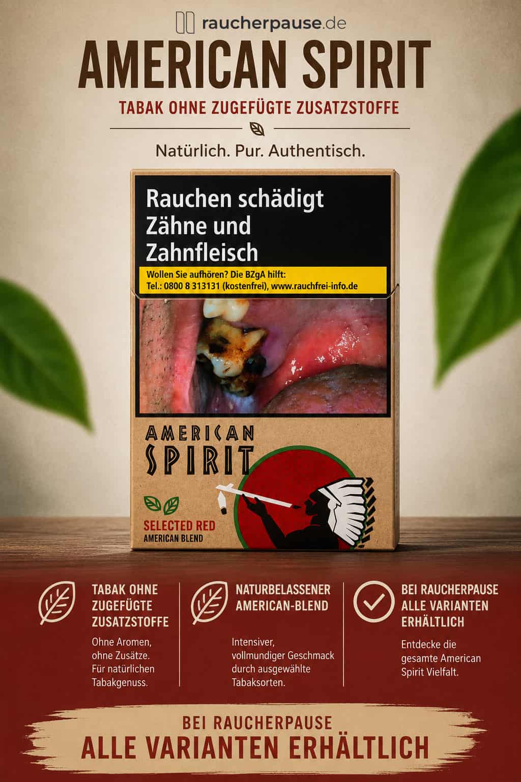 American Spirit Zigaretten ohne Zusatzstoffe mit natürlichem Tabakgeschmack online kaufen