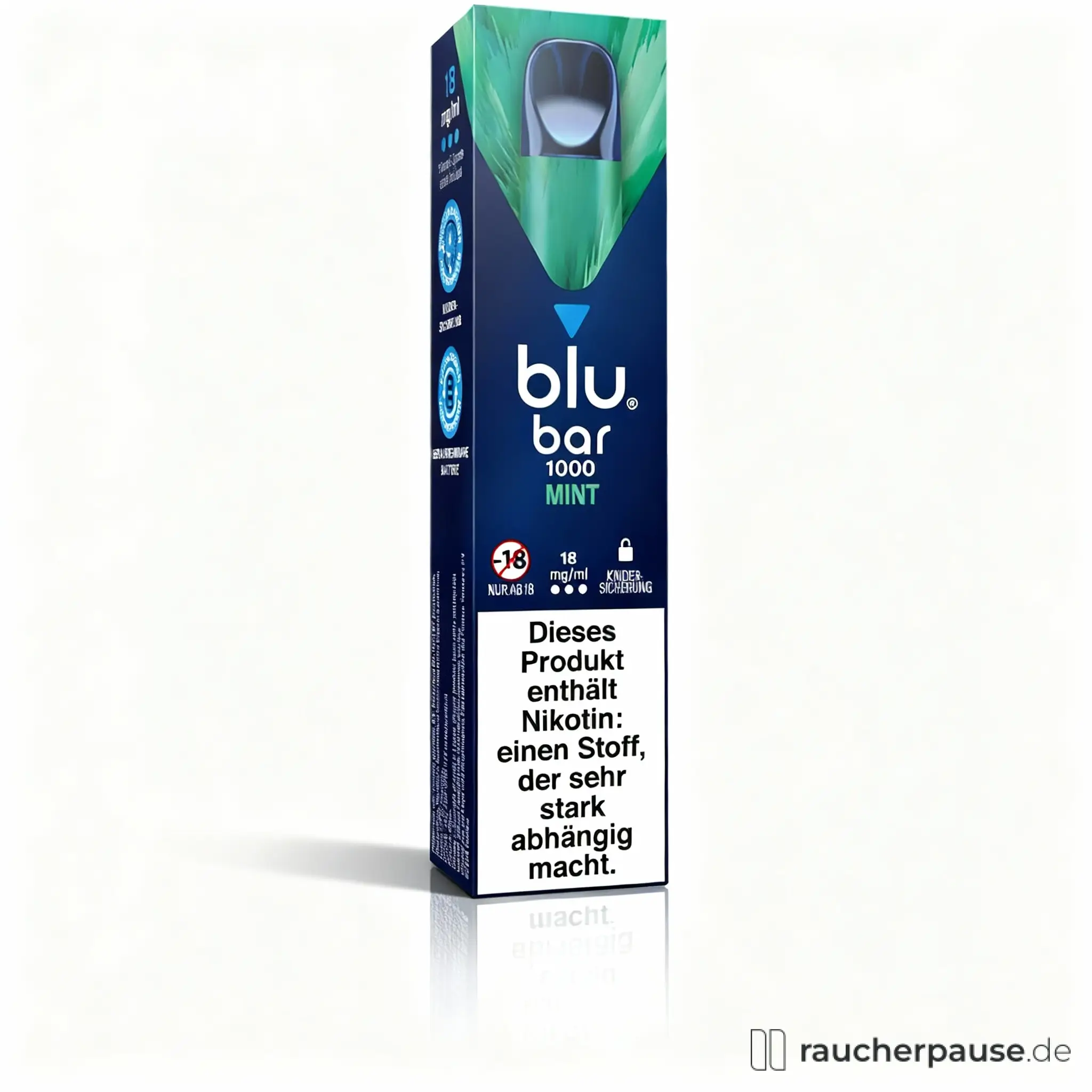 blu bar 1000 Einweg E-Zigarette Mint | 18 mg Nikotin | Erfrischender Genuss für unterwegs | Bis zu 1000 Züge