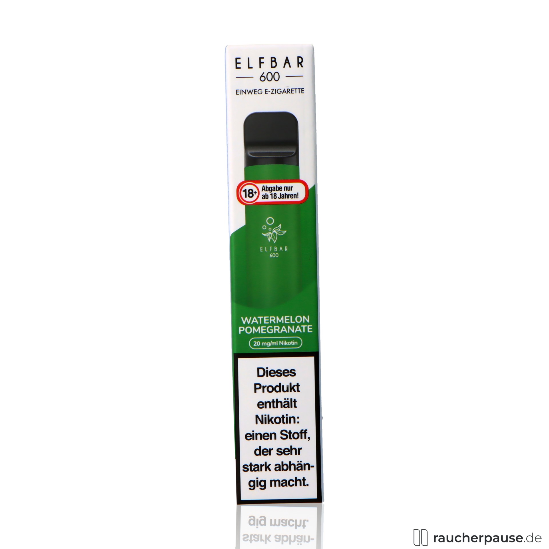 Elf Bar 600 Watermelon Pomegranate | Einweg E-Zigarette | 20mg/ml Nikotin | Wassermelone & Granatapfel elfbar, elf bar watermelon pomegranate einweg e zigarette ml nikotin wassermelone granatapfel, packshot hinterseite