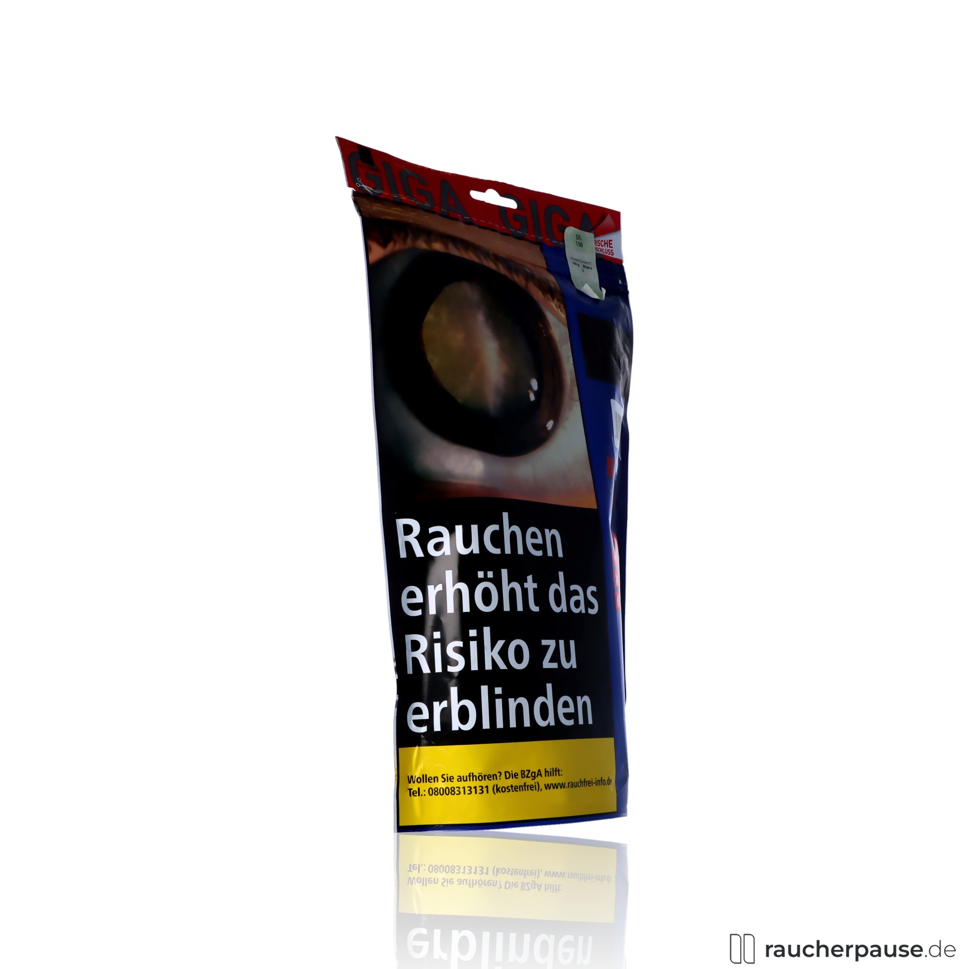 pall mall red volumentabak giga beutel starker american blend , packshot hinterseite