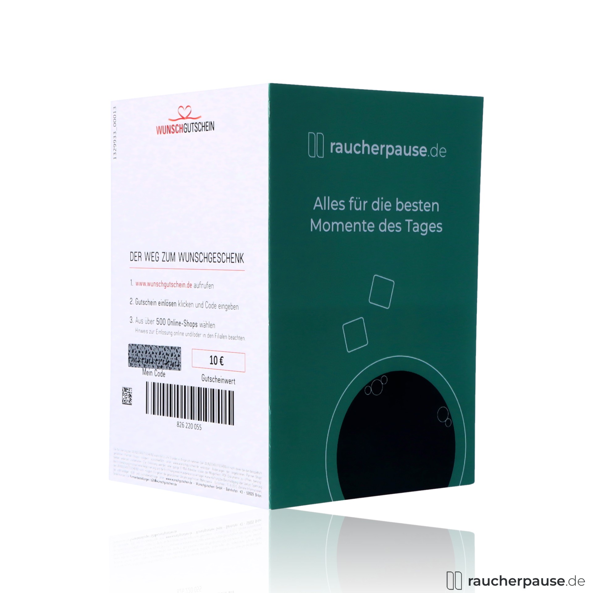 wunschgutschein, wunschgutschein raucherpause de euro , packshot vorderseite