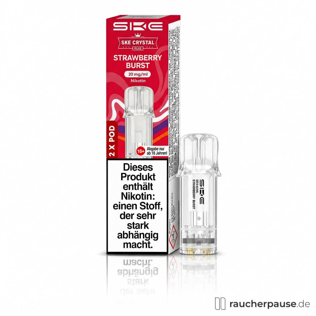SKE Crystal Plus Strawberry Burst Prefilled Pods | 2 Stück | 20 mg/ml Nikotin