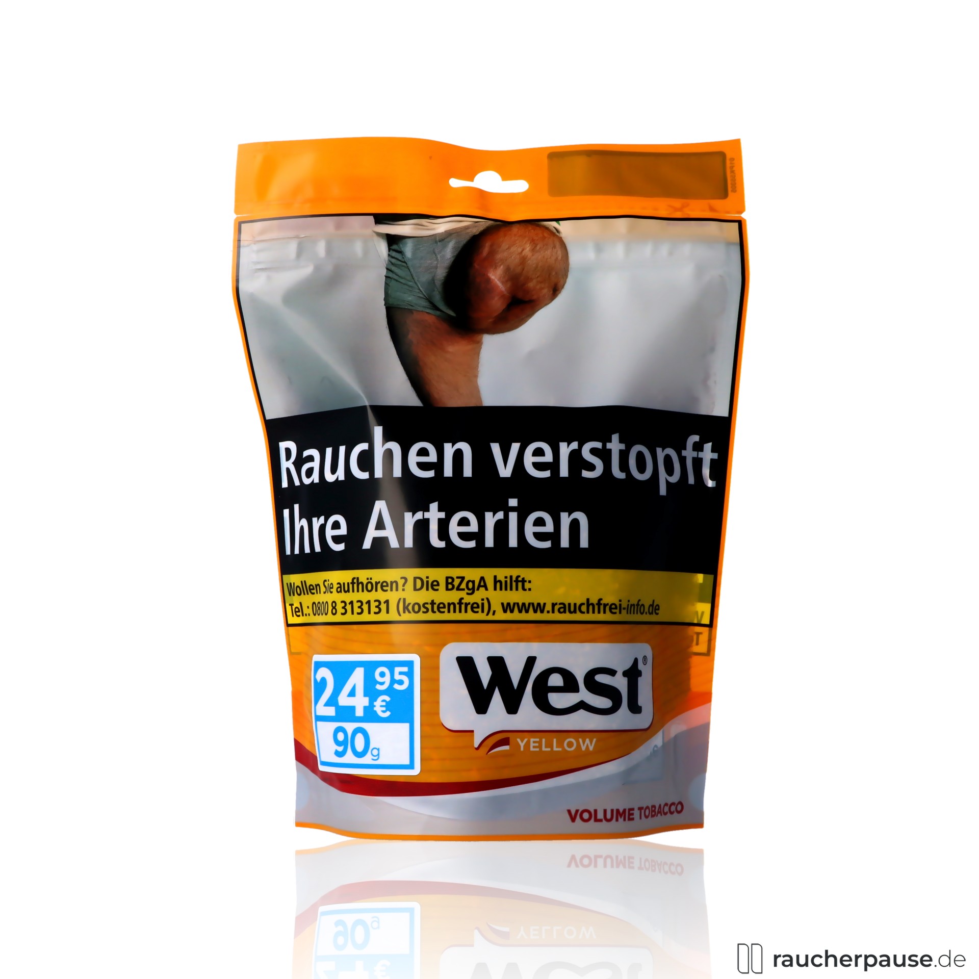 West Yellow Volumentabak | 93g Zip-Beutel | American Blend | Ergiebig & Aromatisch
