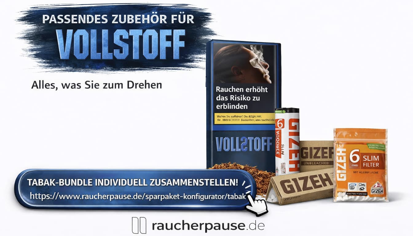 Vollstoff Tabak Zubehör Bundle kaufen – mit Papers und Filtern zum Drehen