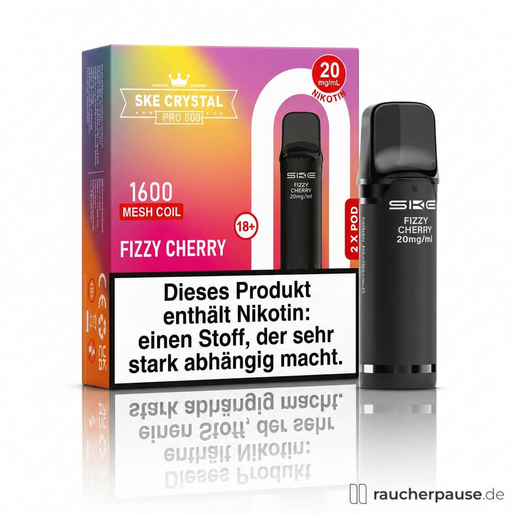SKE Crystal 800 Pro Fizzy Cherry Prefilled Pods | 2 Stück | 20 mg/ml Nikotin