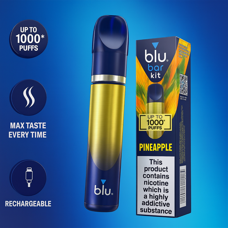 blue vape pineapple mit up to 1000 puffs, rechargeable