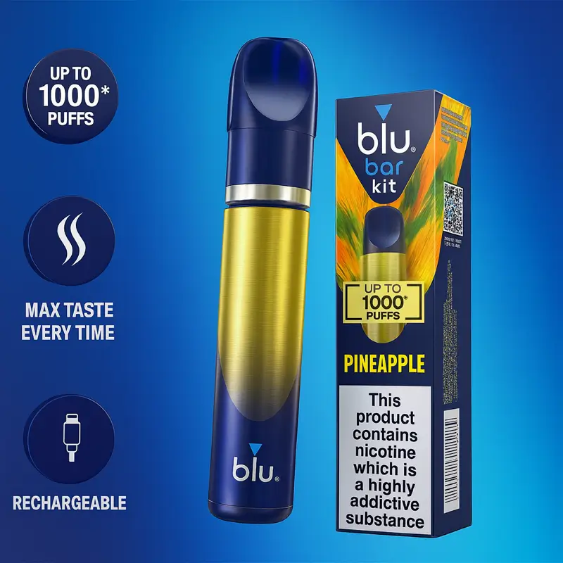 blue vape pineapple mit up to 1000 puffs, rechargeable