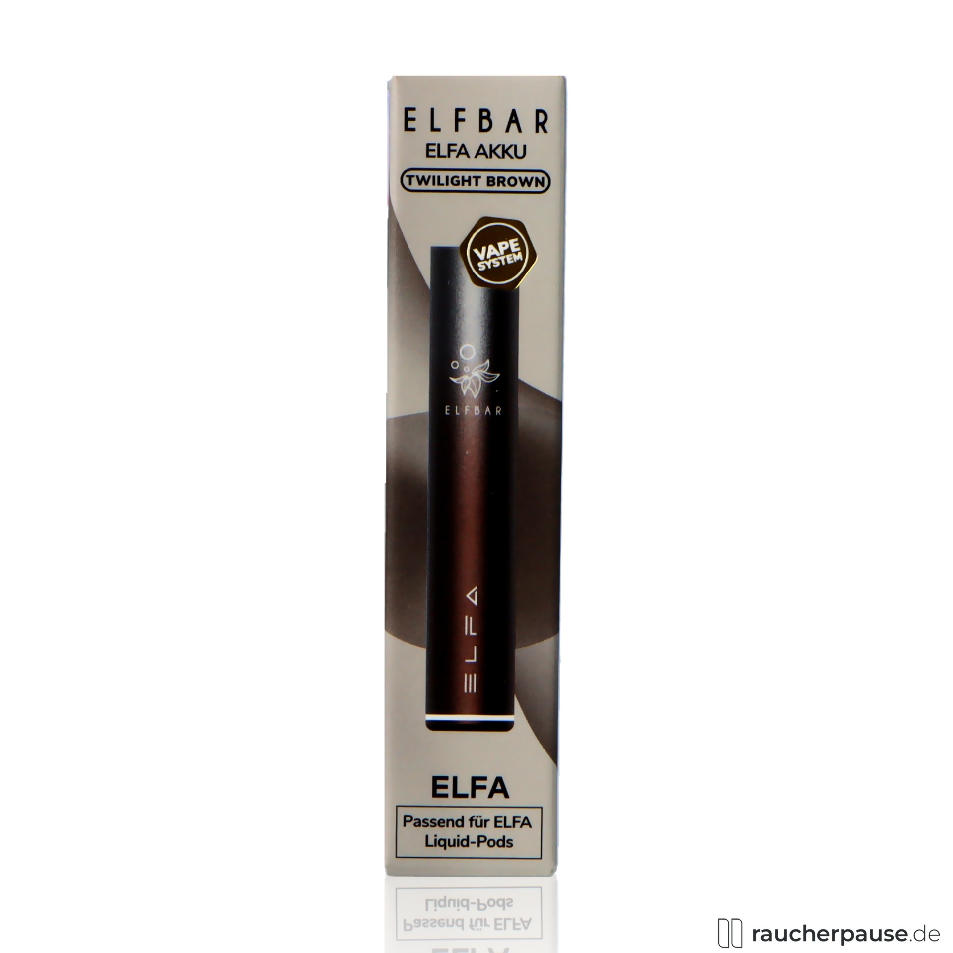 Elf Bar Elfa Akku Träger | Twilight Brown | E-Zigaretten System | 500mAh Akku elfbar, elf bar elfa traeger twilight brown e zigaretten system, packshot hinterseite