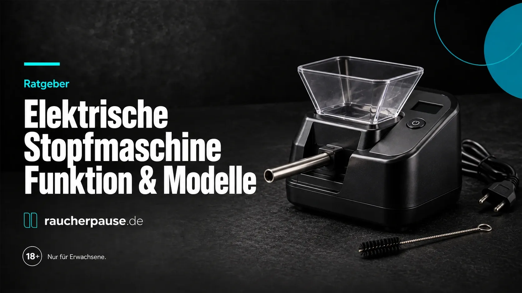 Titelbild zum Ratgeber „Elektrische Stopfmaschine: Funktion & Modelle“ mit einer KI-generierten Gerätedarstellung.