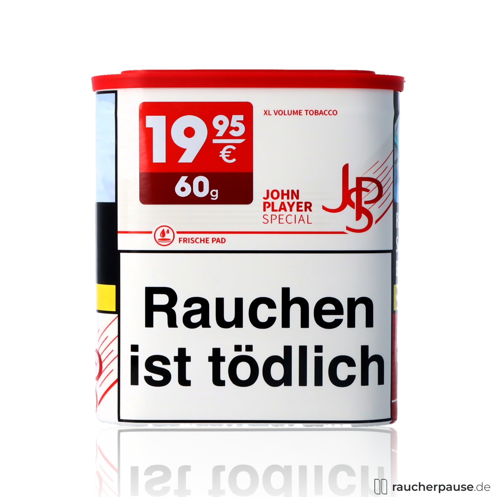 jps red xl volumentabak 65g dose american blend ohne zusaetze , packshot seitlich