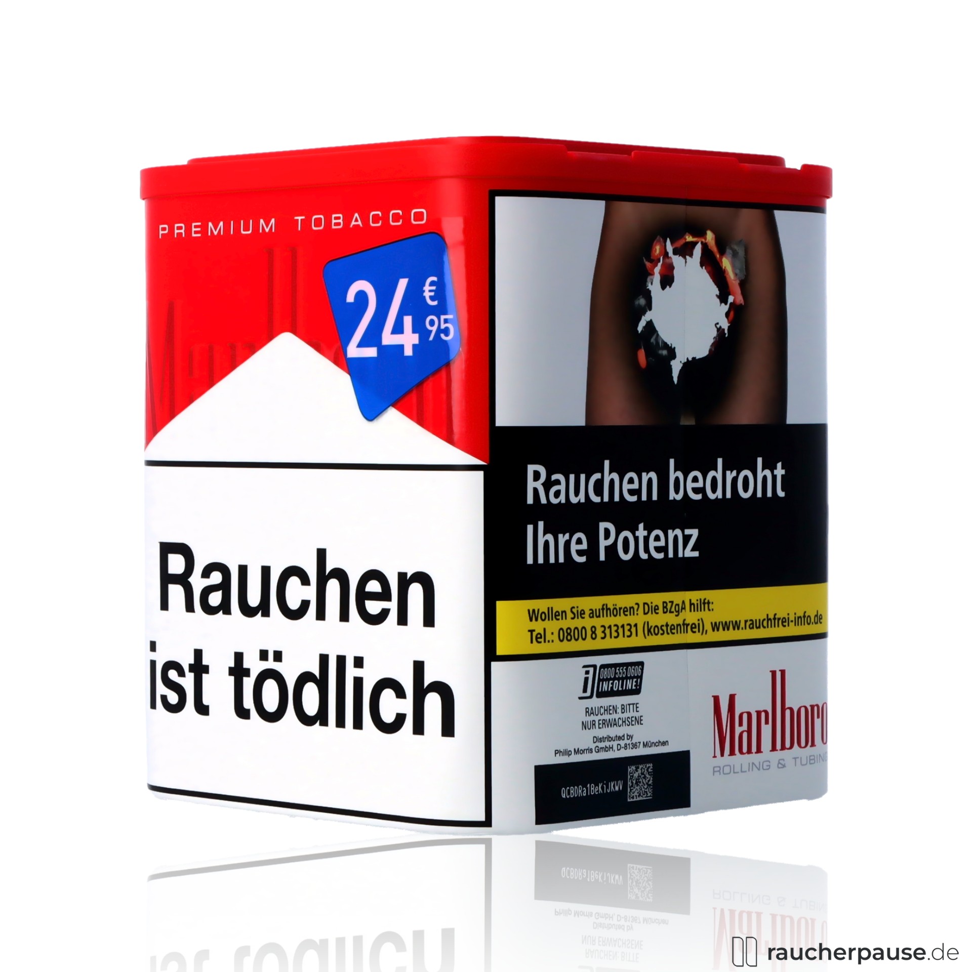 marlboro premium red l tabak dose american blend stark wuerzig , packshot hinterseite