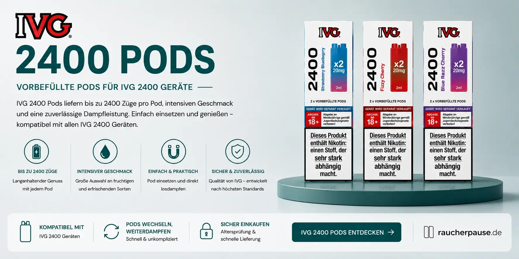 IVG 2400 Pods mit Produktinformationen