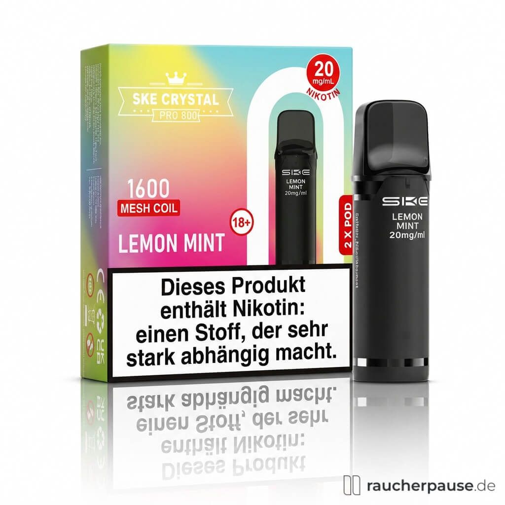 SKE Crystal 800 Pro Lemon Mint Prefilled Pods | 2 Stück | 20 mg/ml Nikotin