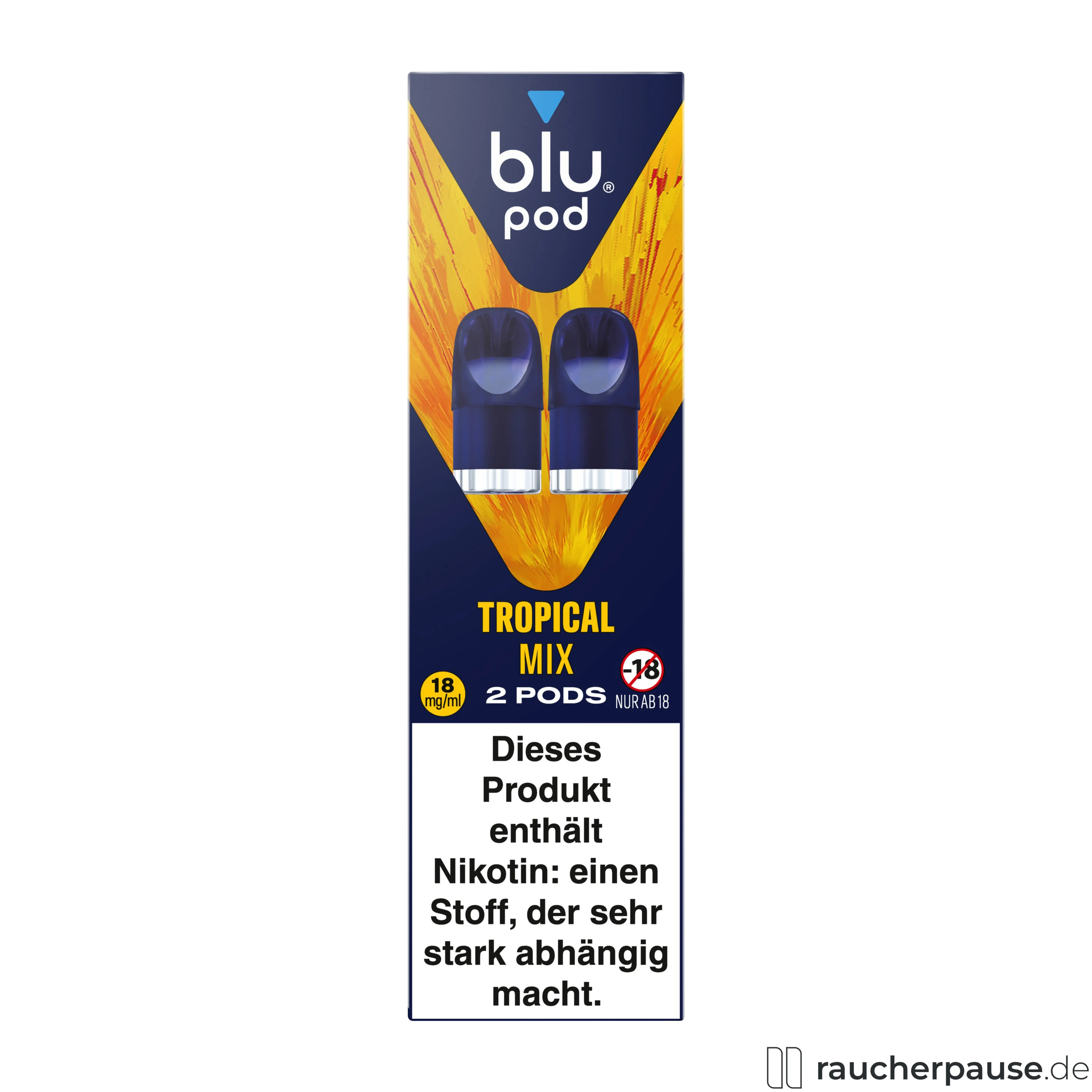 Blu Pod Tropical Mix 18mg/ml Nikotin | 2 Pods | Kompatibel mit Blu Bar Kit E-Zigarette Geschmack: Tropical Mix / Nikotingehalt: 18 mg/ml