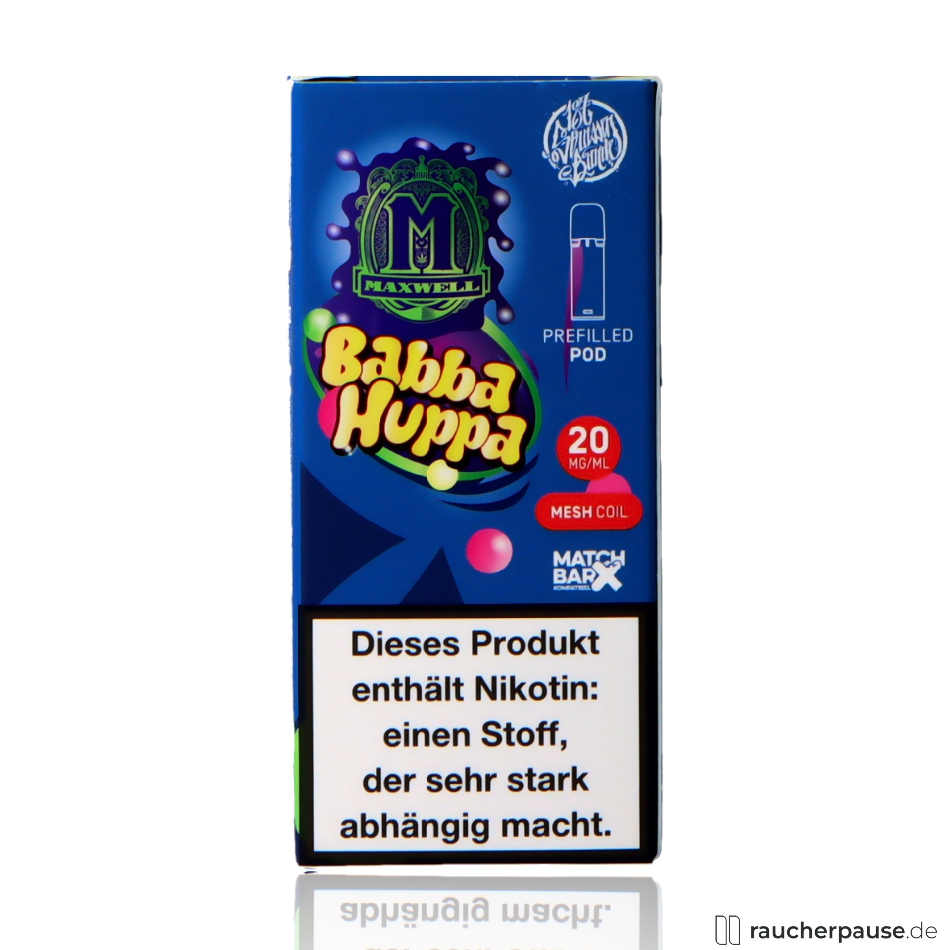 187 Straßenbande Pod | Babba Huppa | 20mg/ml Nikotin | Himbeerkaugummi strassenbande pod babba huppa ml nikotin himbeerkaugummi , packshot seitlich