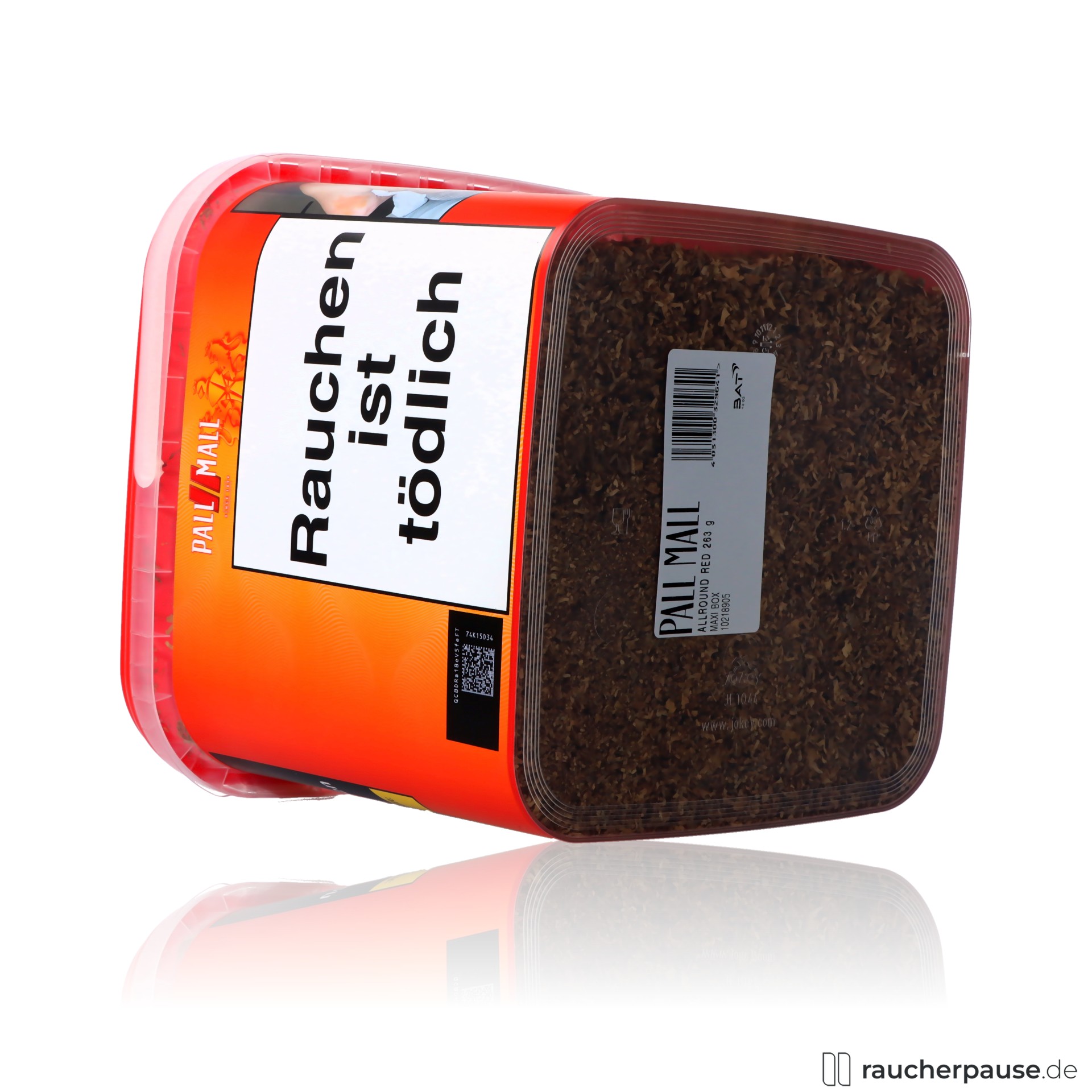 pall mall allround red volumentabak maxi box zigaretten , packshot seitlich