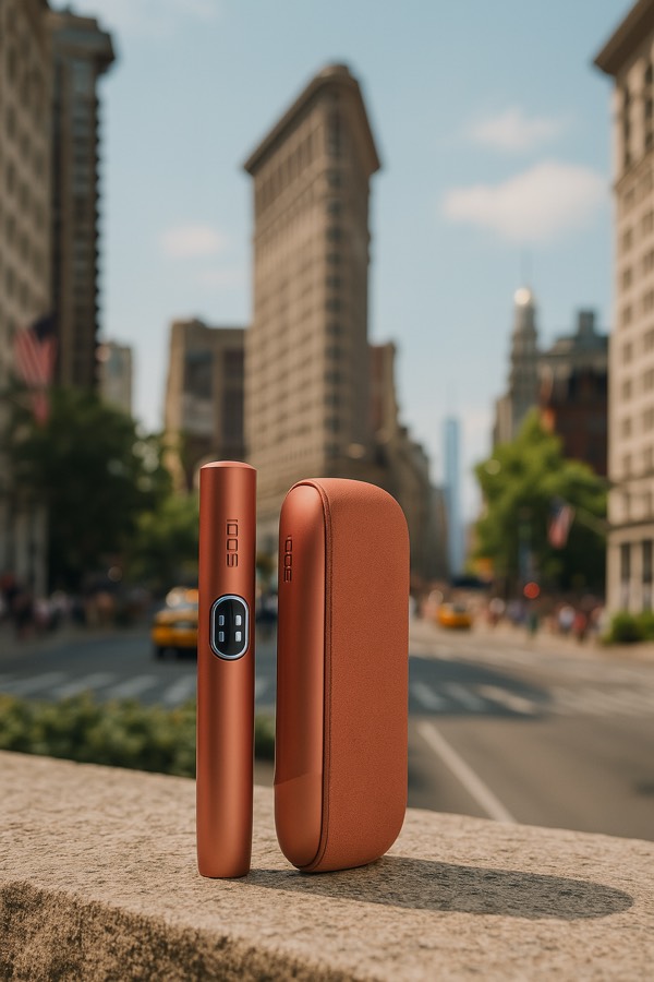 IQOS Iluma i Terracotta Farbe in einem sommerlichen Setting in New York City 