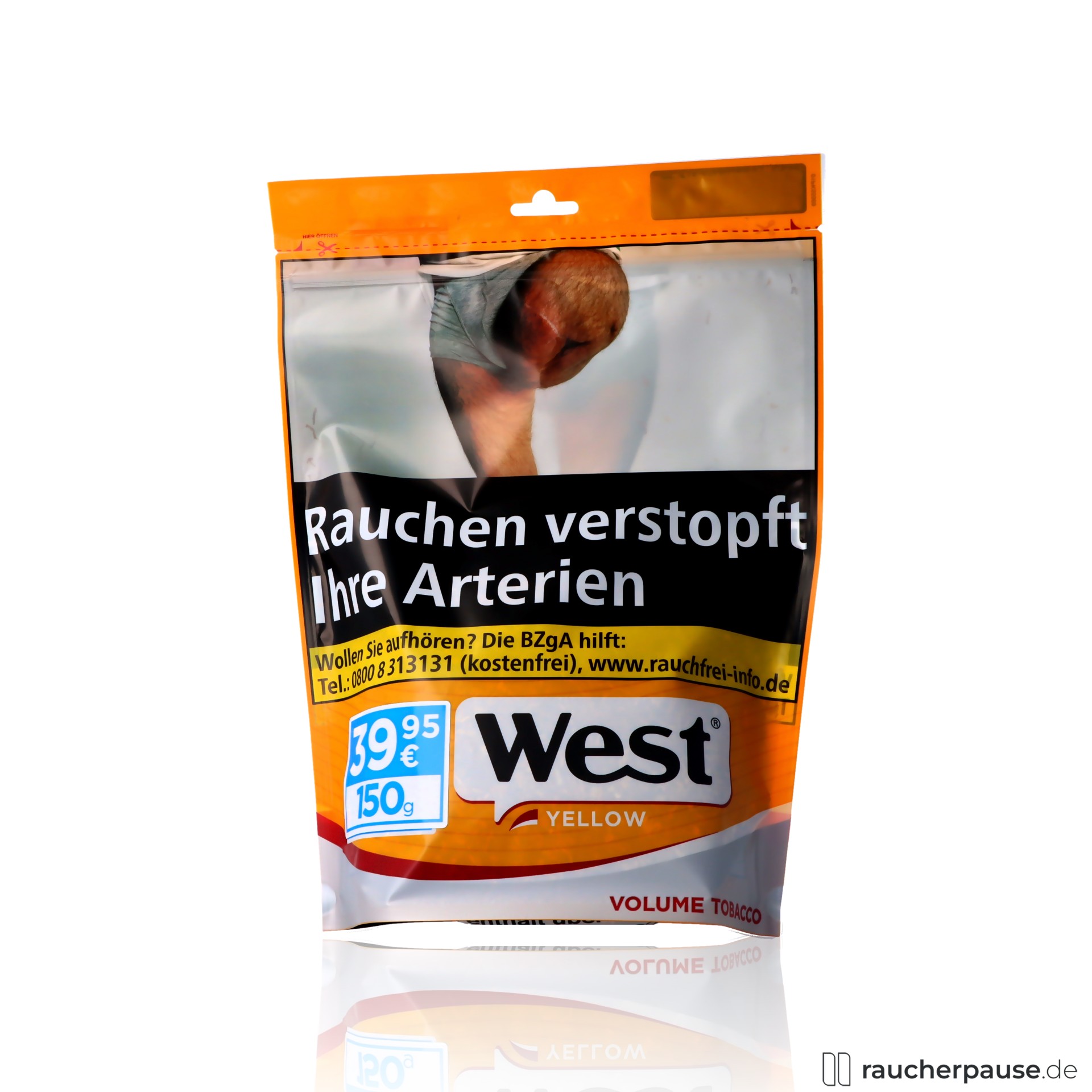 West Yellow Volumentabak | 150g Jumbo Beutel | American Blend | Aromatisch kräftig
