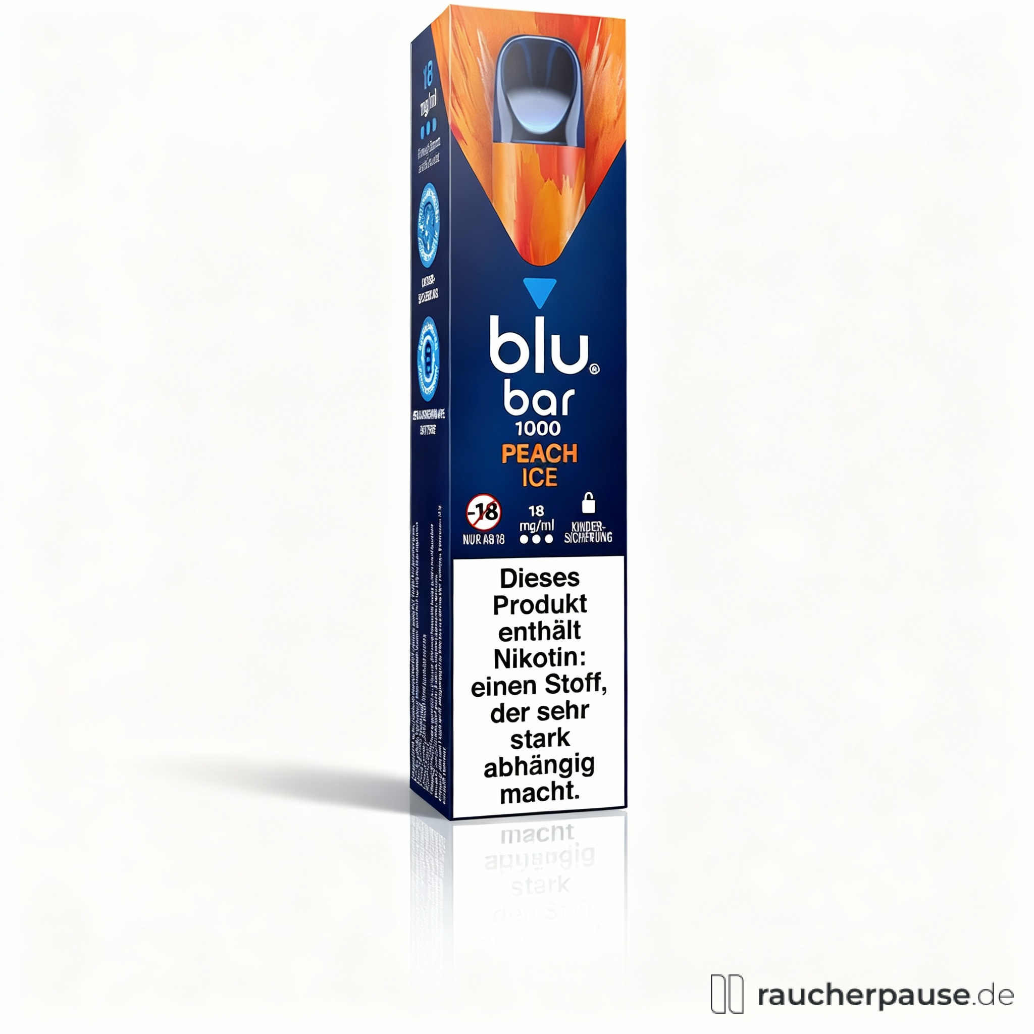 blu bar 1000 Einweg E-Zigarette Peach Ice | 18 mg Nikotin | Fruchtiger Genuss für unterwegs | Bis zu 1000 Züge
