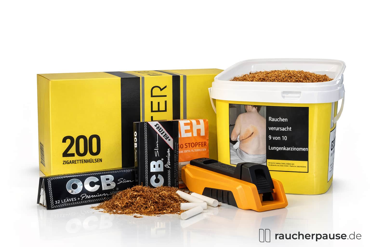 ENTER Volumentabak Set mit Stopfgerät, Zigarettenhülsen und Papers