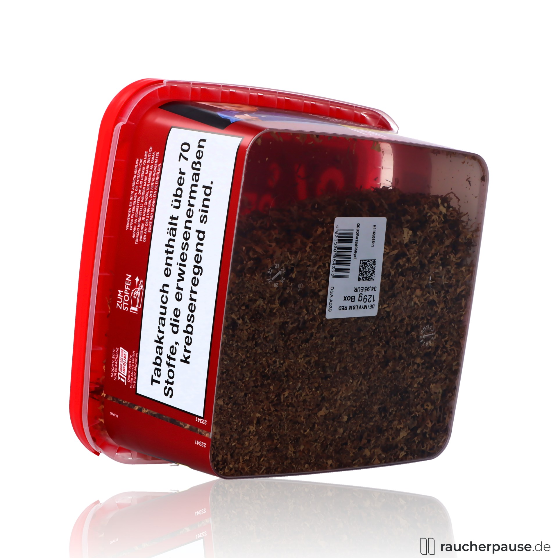 lm red volumentabak mega eimer wuerziges aroma american blend , packshot seitlich