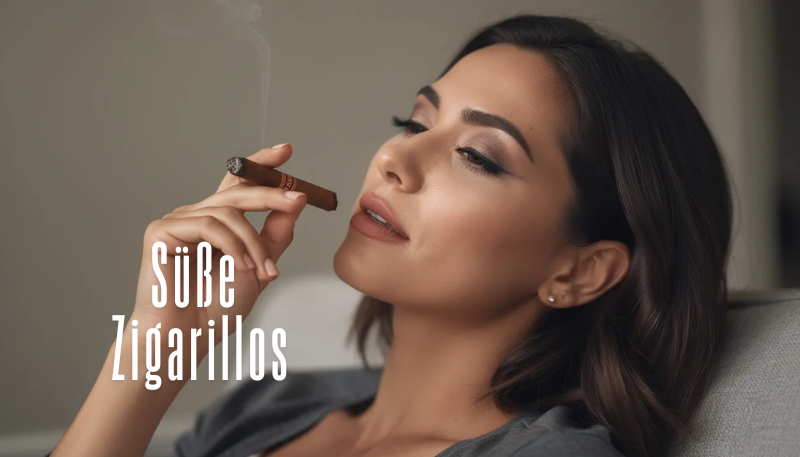 Geschminkte Frau die eine Zigarillo raucht