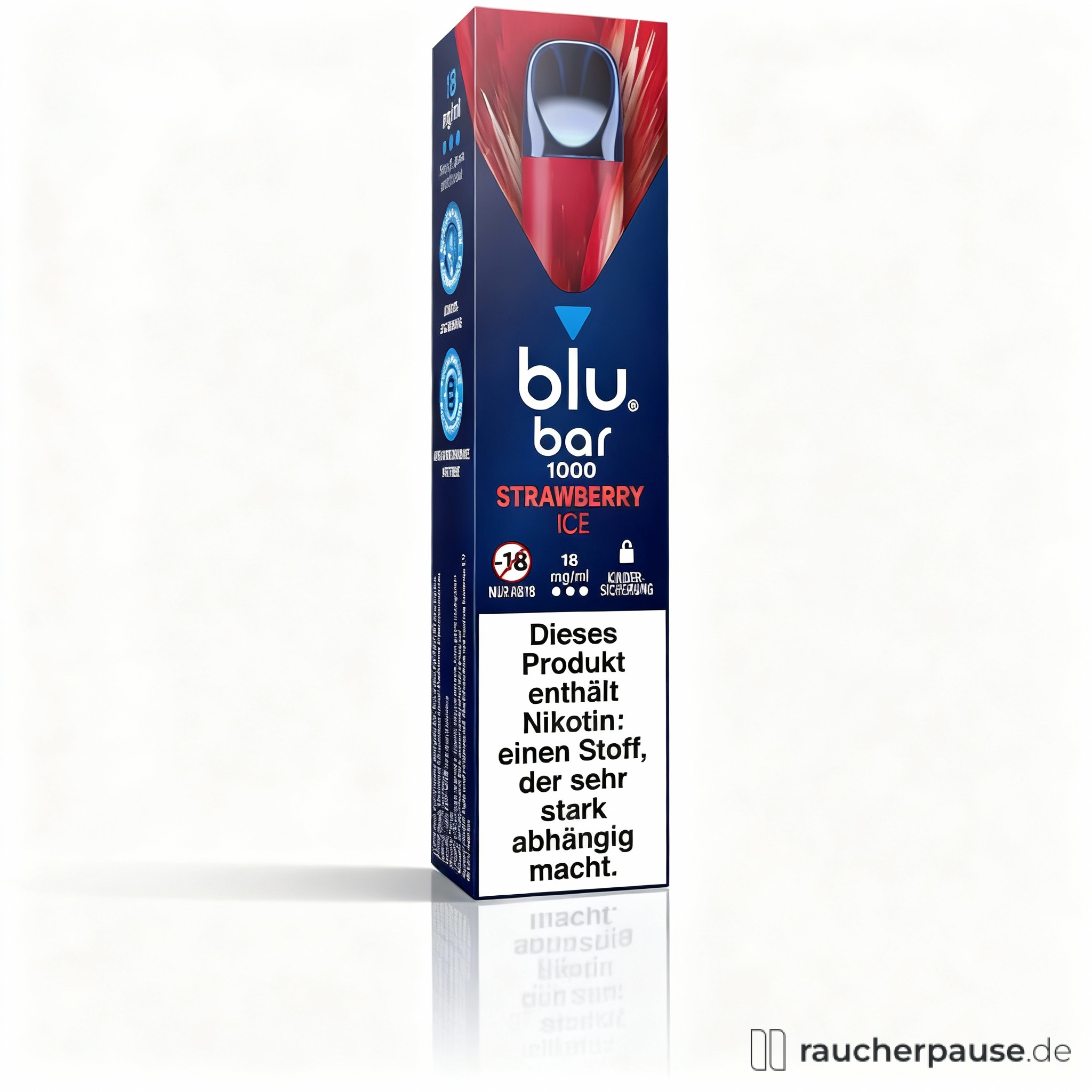 blu bar 1000 Einweg E-Zigarette Strawberry Ice | 18 mg Nikotin | Fruchtiger Genuss für unterwegs