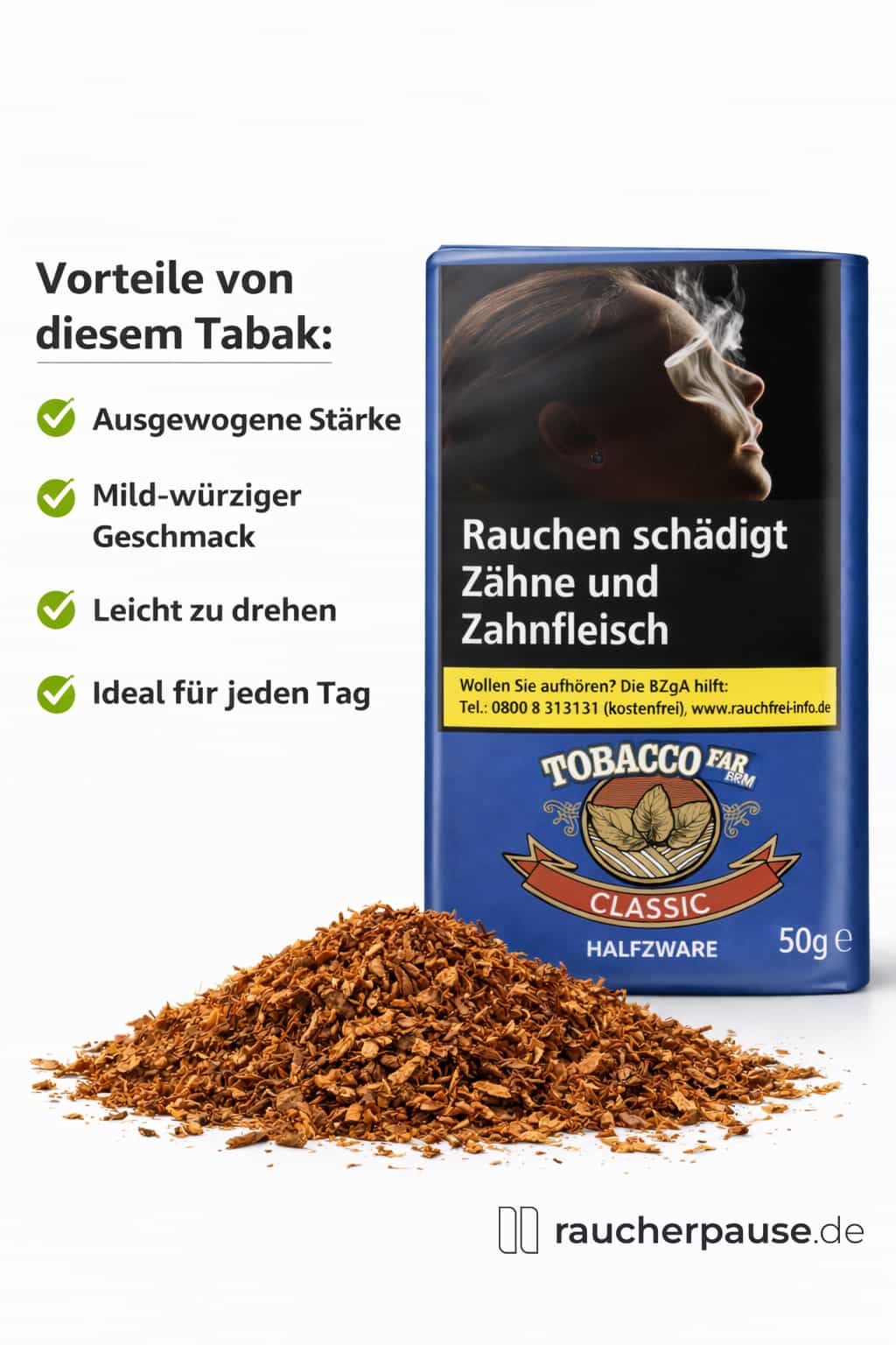 Tobacco Farm Halfzware Tabak – mild-würziger Geschmack und leicht zu drehen