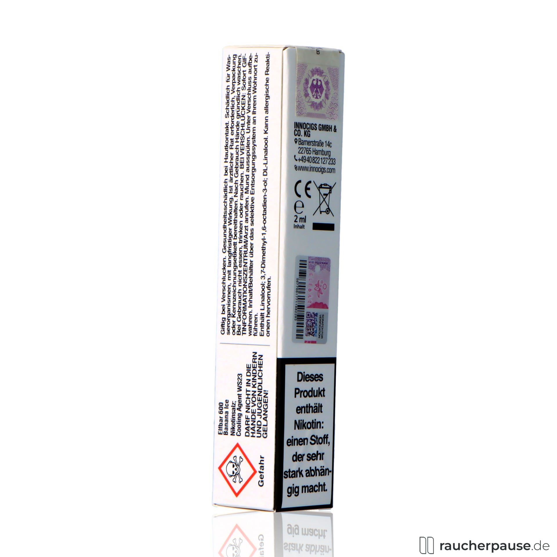 elfbar, elfbar e shisha ice ml nikotin einweg e zigarette banane ice , packshot vorderseite