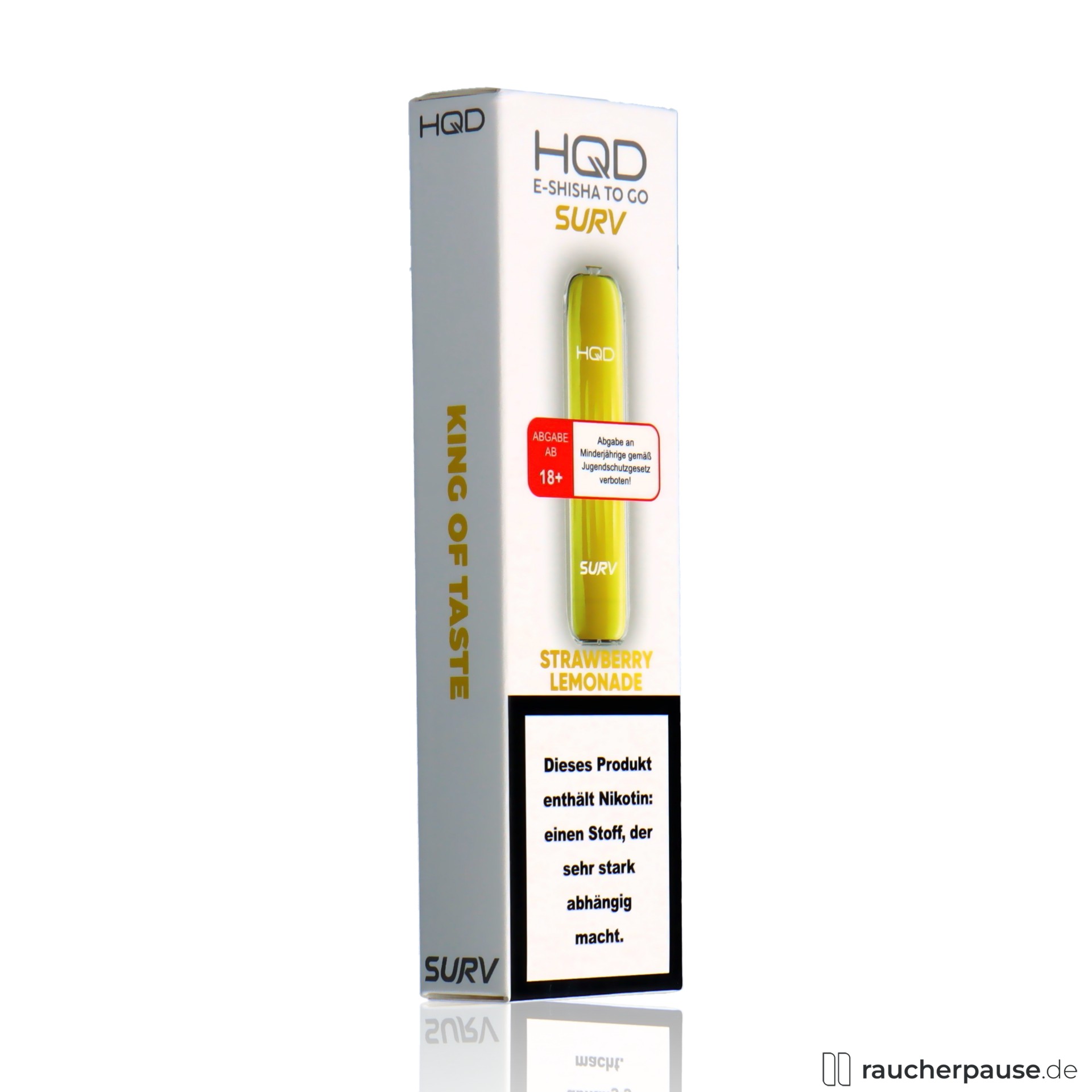 hqd, hqd surv einweg e shisha strawberry lemonade ml nikotin zuege , packshot vorderseite