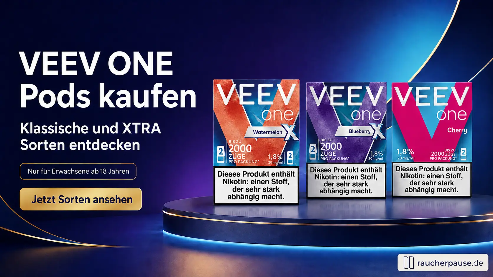 VEEV ONE Pods Watermelon XTRA, Blueberry XTRA und Cherry bei raucherpause.de kaufen