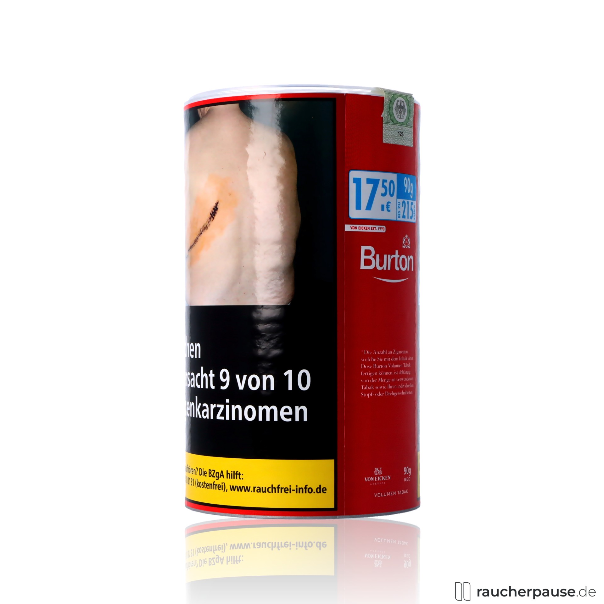 burton red xxl volumentabak 90g dose burley virginia orient mix , packshot seitlich