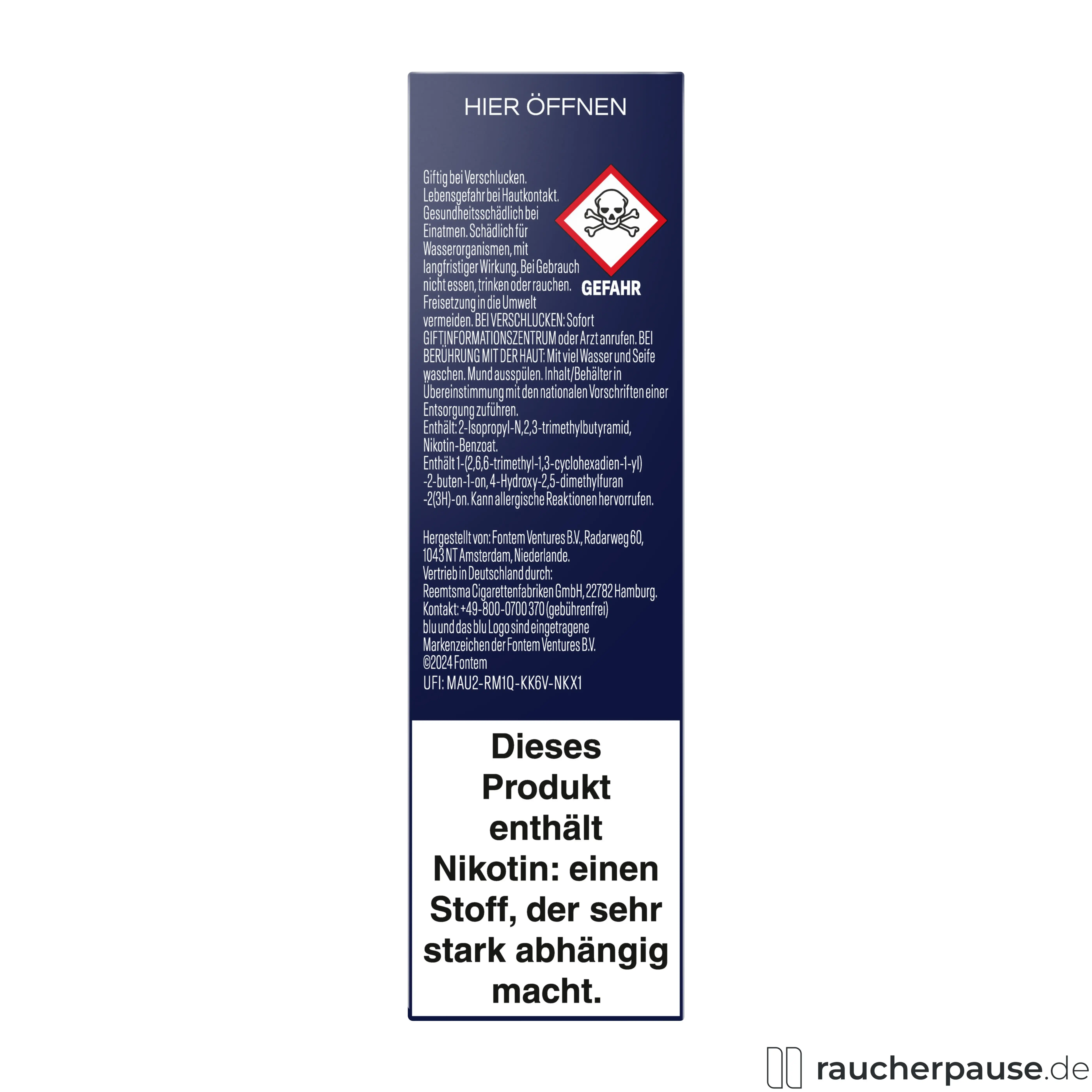 Blu Pod Blueberry Ice 18mg/ml Nikotin in blauer Dose mit blu-Logo auf weißem Hintergrund