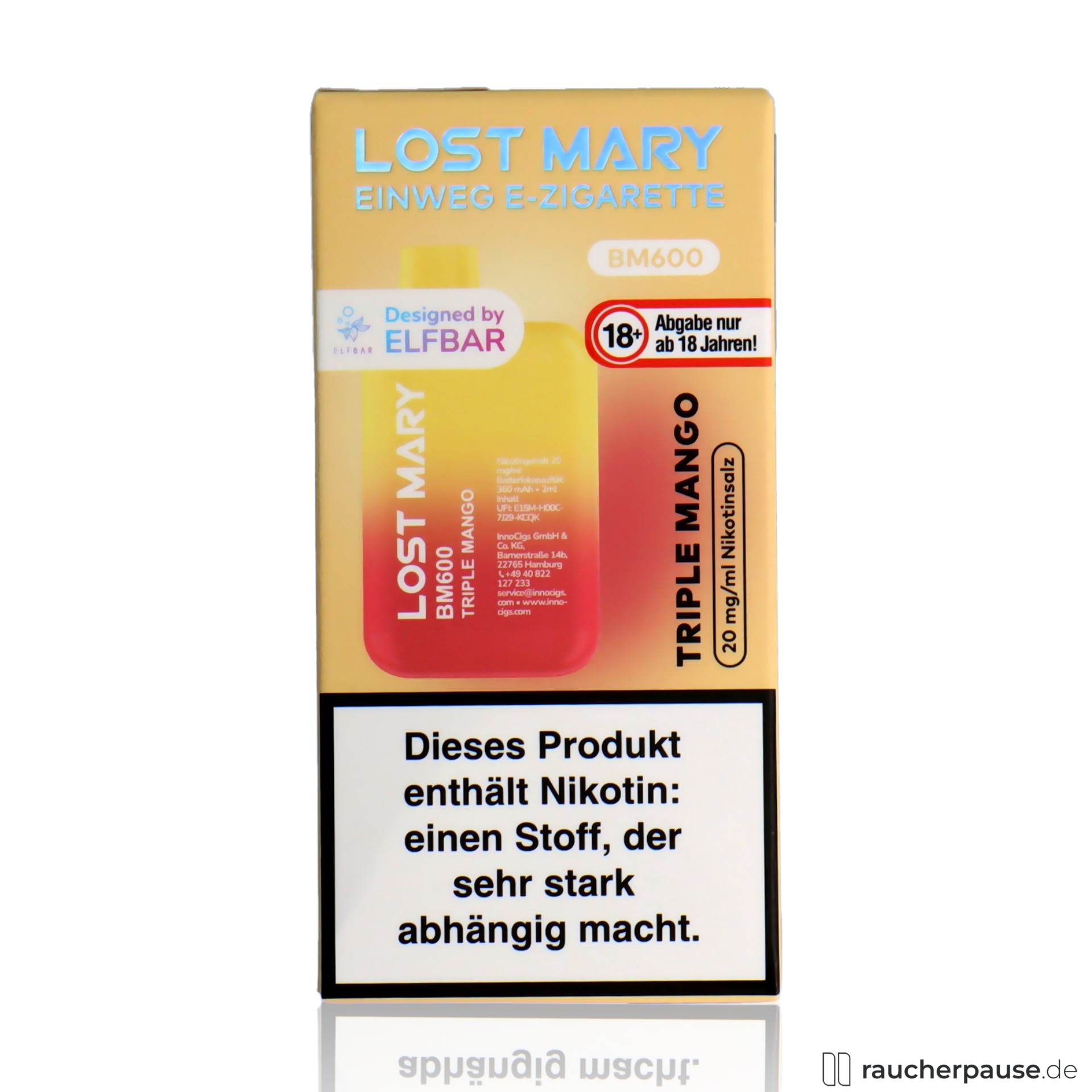 Lost Mary BM600 Einweg E-Zigarette | Triple Mango | 20 mg/ml Nikotin | 600 Züge
