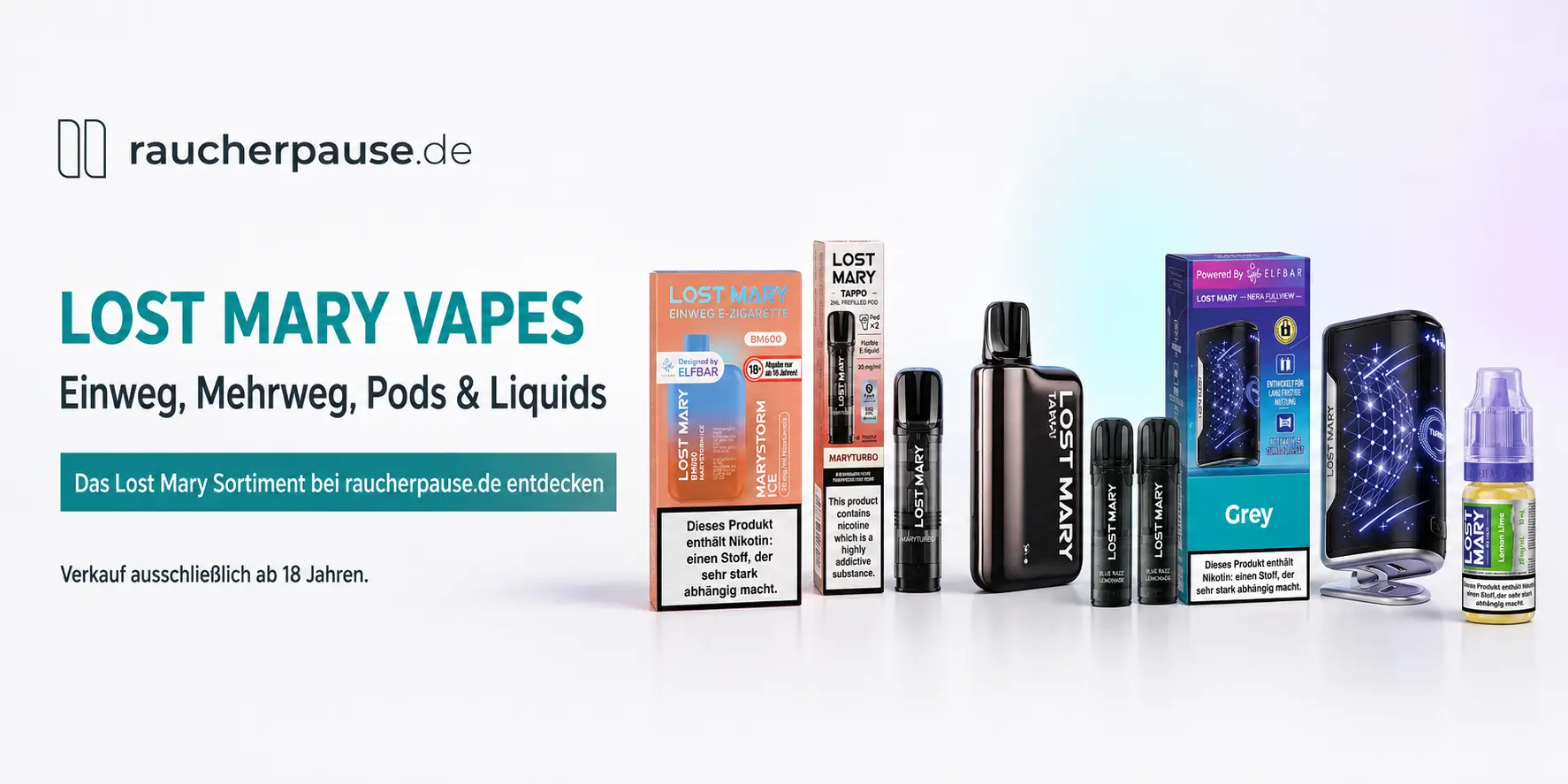 Lost Mary Vapes, Pod-Systeme, Pods und Liquids aus dem Sortiment von raucherpause.de