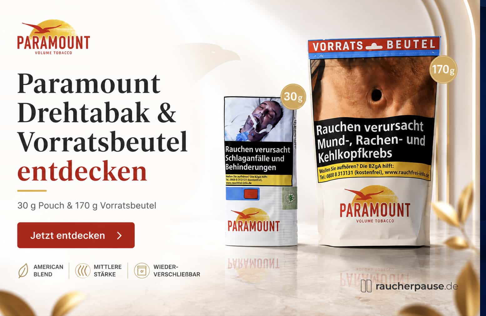 Paramount Drehtabak und Vorratsbeutel kaufen
