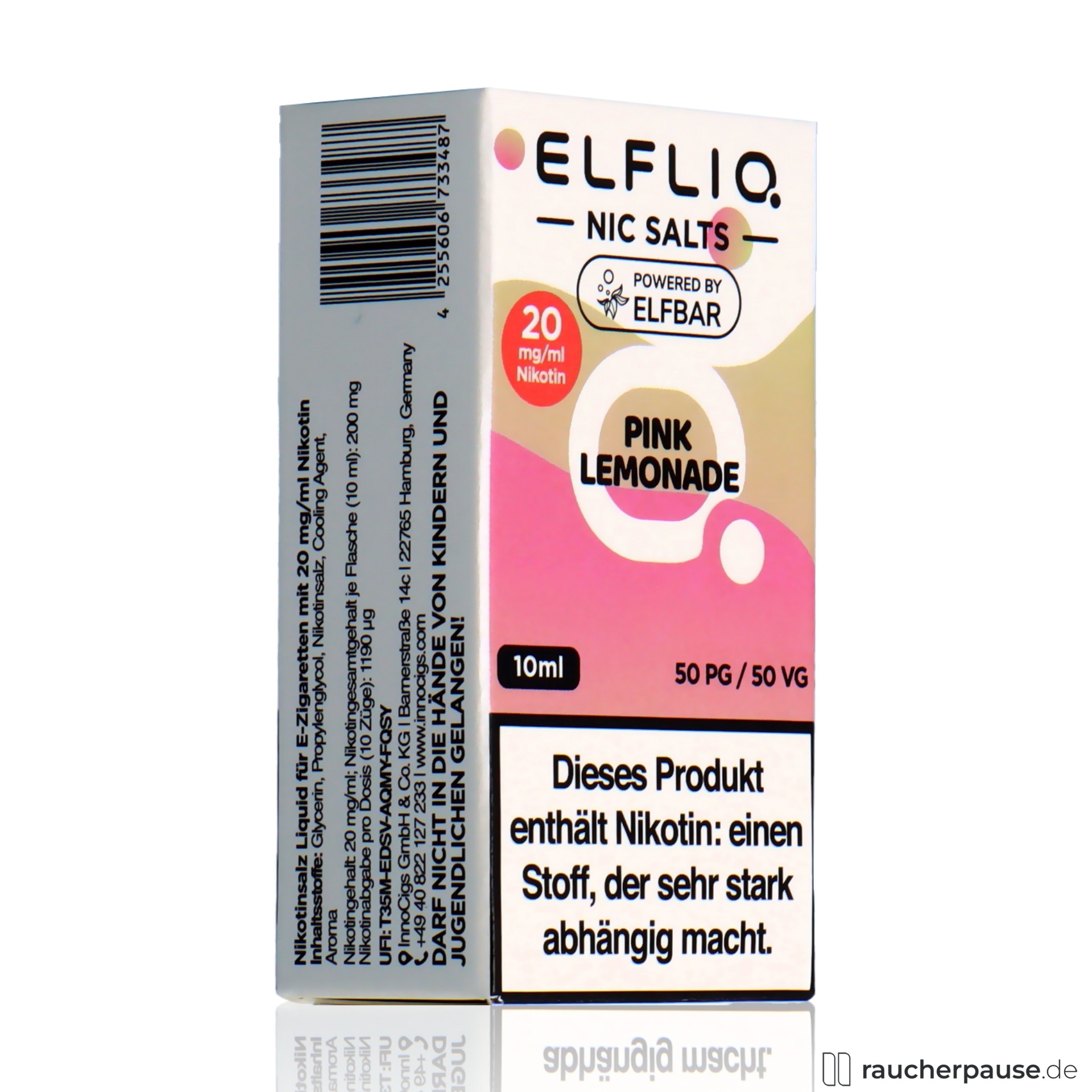 elfbar, elfliq by elf bar nikotinsalz liquid pink lemonade ml nikotin , packshot seitlich