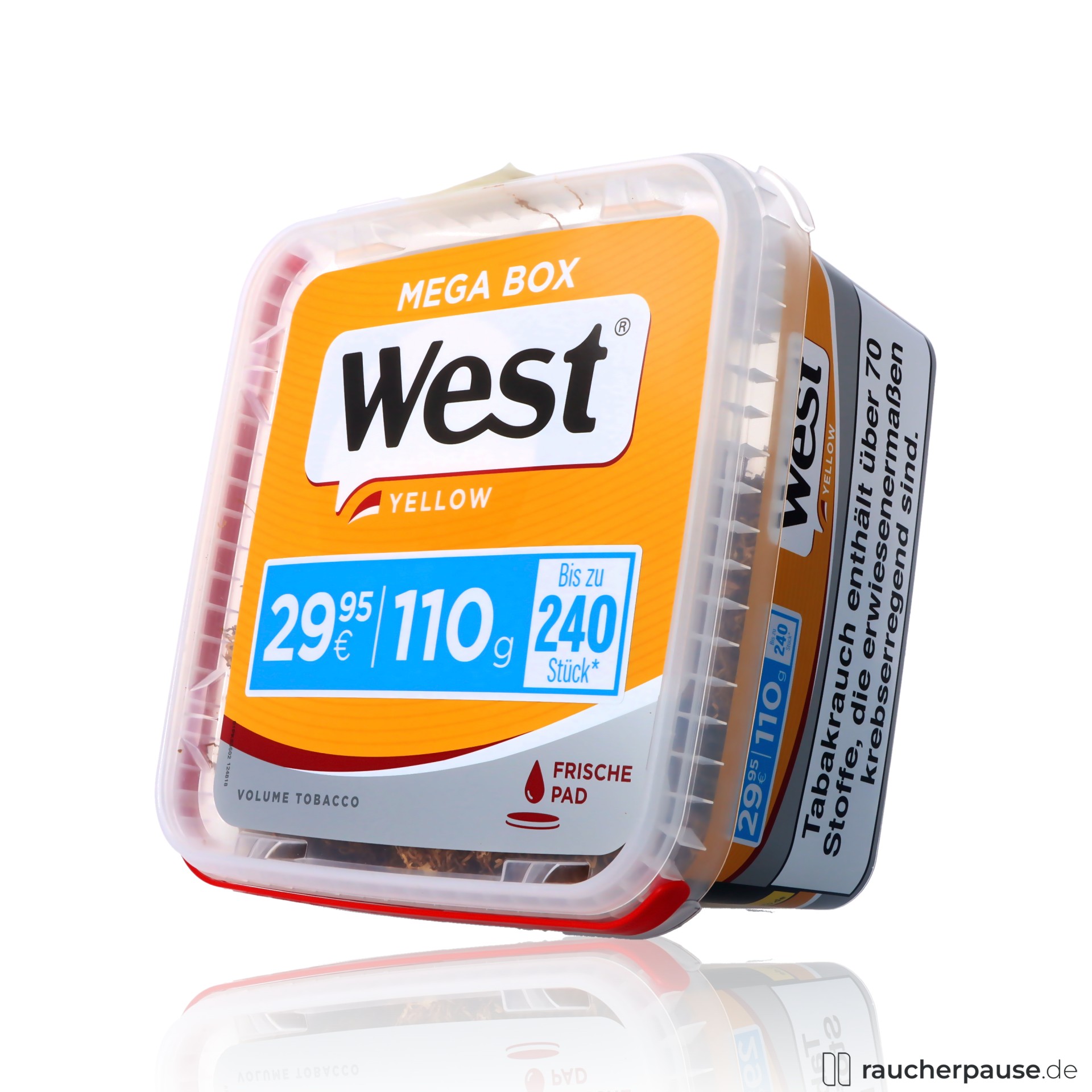 west yellow volumentabak eimer american blend virginia orient burley , packshot hinterseite