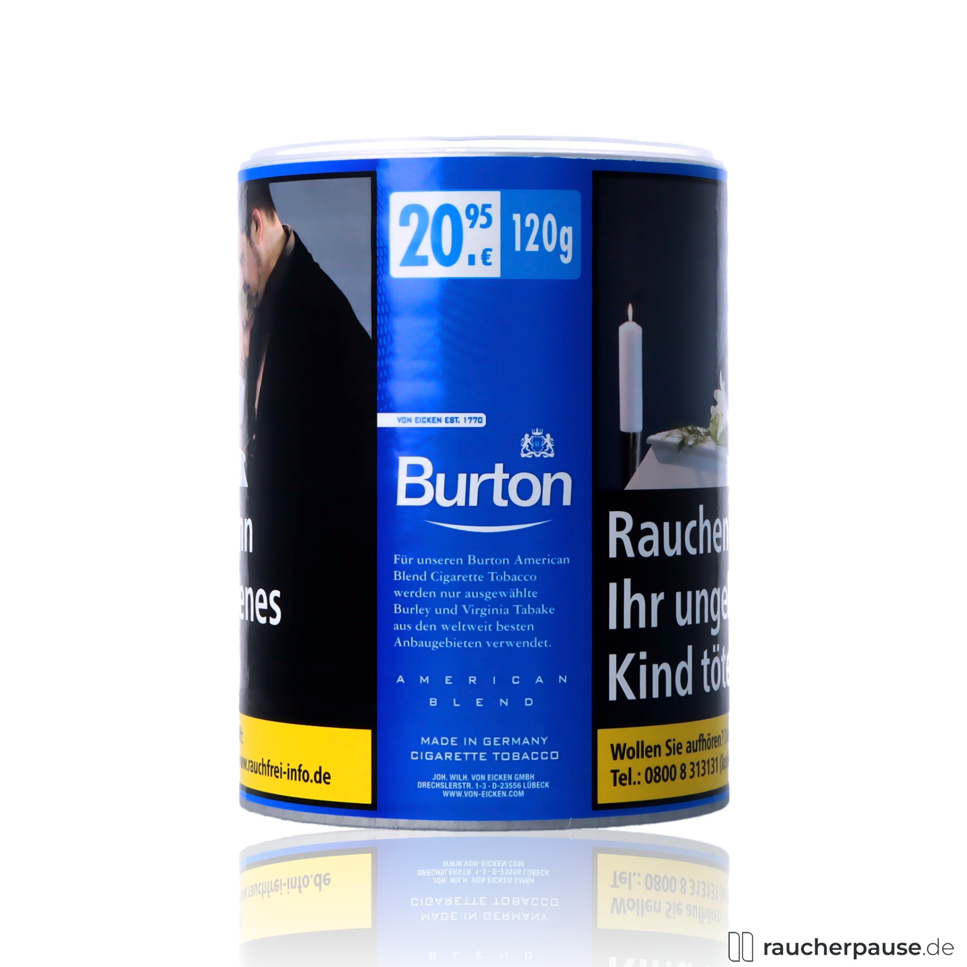 Burton Blue Feinschnitt Tabak | 120g Dose | American Blend Aroma
