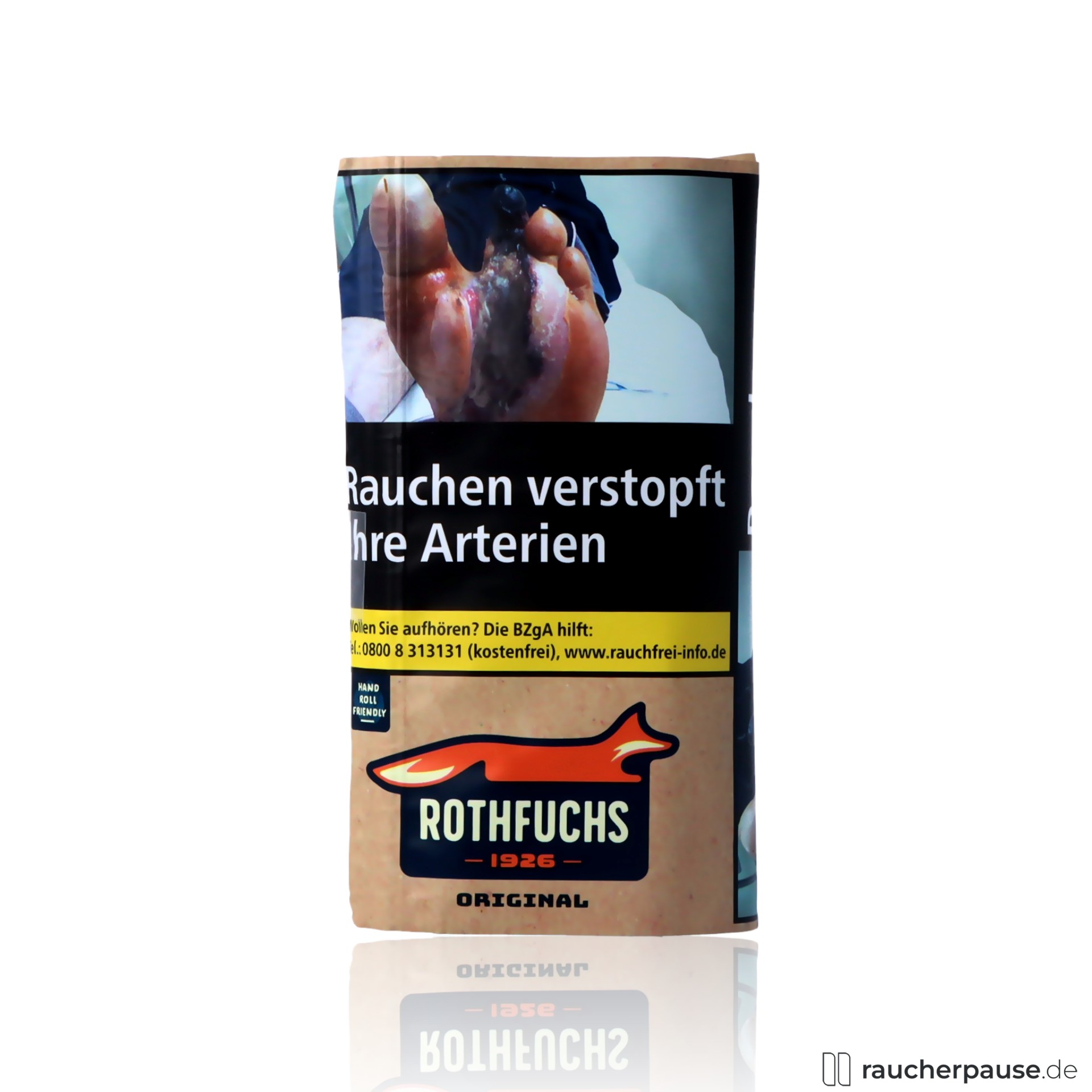 Rothfuchs Original Feinschnitt | Drehtabak 30g | Würziger Geschmack | 100% Handentrippt