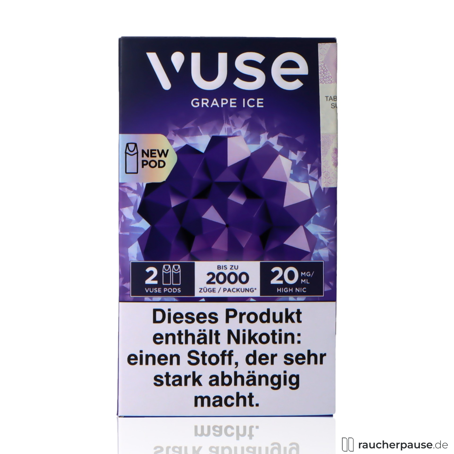 Vuse Pods Grape Ice | 20 mg/ml Nikotin | 2 Pods | Traube & Ice vuse, vuse pods grape ice ml nikotin pods traube ice , packshot vorderseite