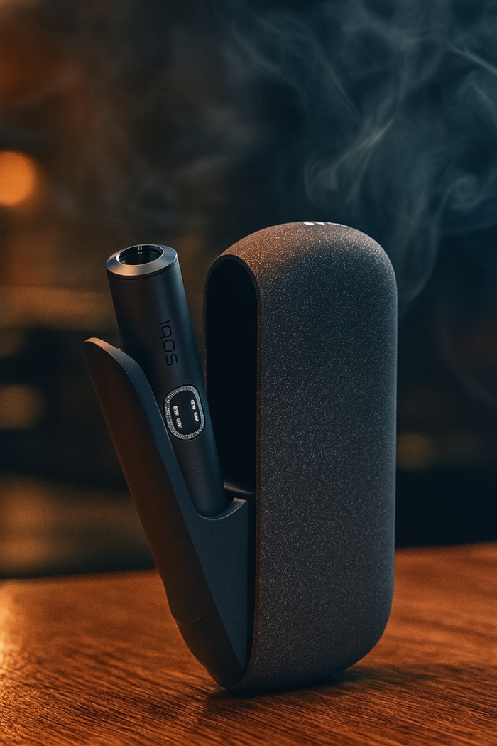 IQOS Iluma i in Gray in einem smokey Pub