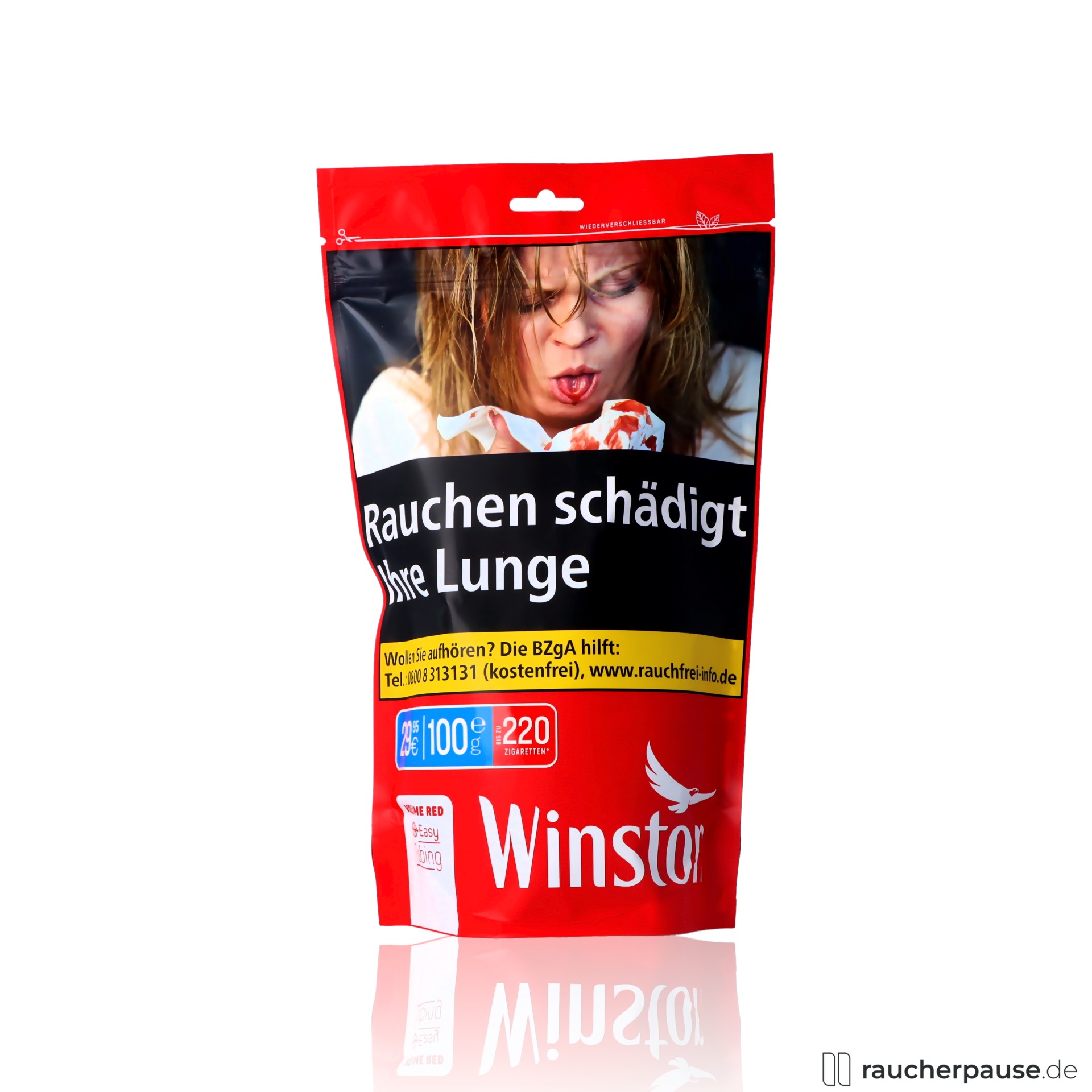 Winston Red Volumentabak | 100g Beutel | Würziges Aroma | American Blend