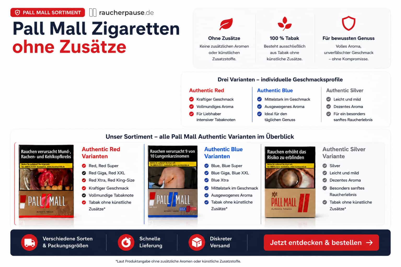 Pall Mall Authentic Zigaretten ohne Zusätze kaufen