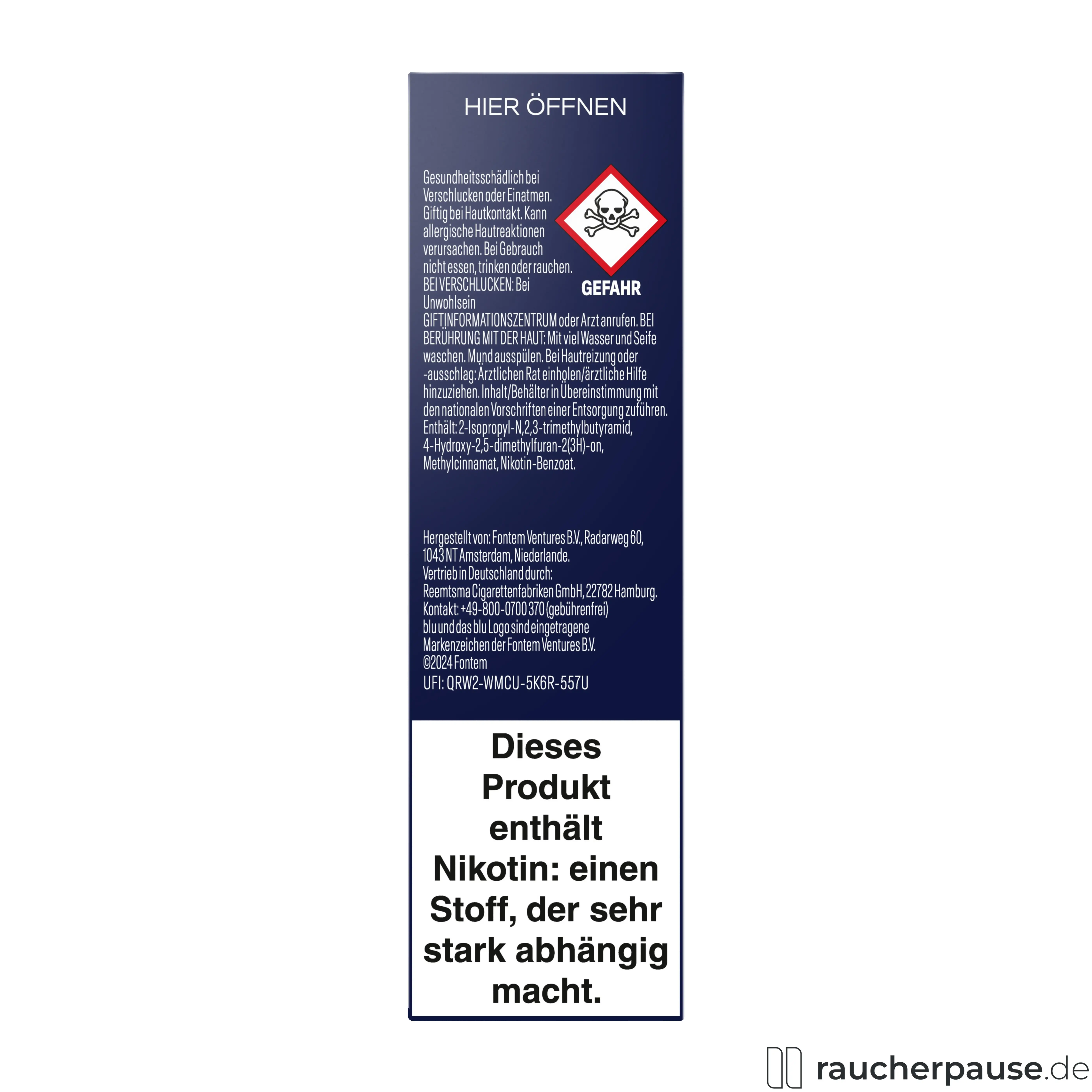 Blu Pod Strawberry Ice 9mg/ml Nikotin in blauer Dose mit blu-Logo auf weißem Hintergrund, kompatibel mit Blu Bar Kit E-Zigarette.