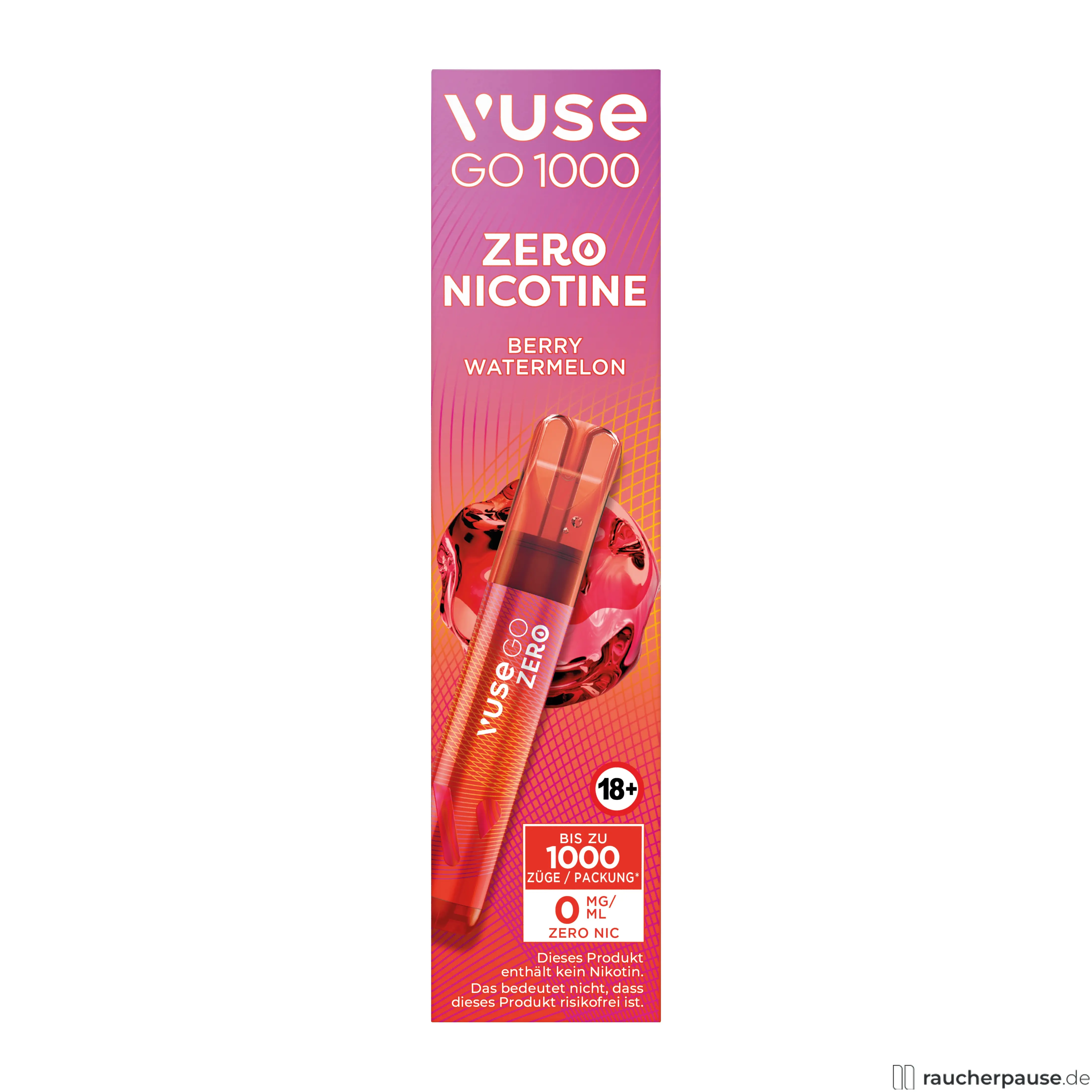 Vuse GO 1000 E-Shisha | Berry Watermelon | Nikotinfrei | 1000 Züge | Einweg E-Zigarette